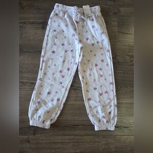 SO girls cozy floral fleece joggers size 8 NWT